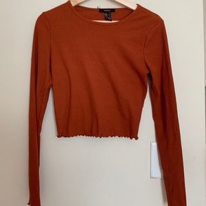 Burnt Orange Lettuce Hem Top